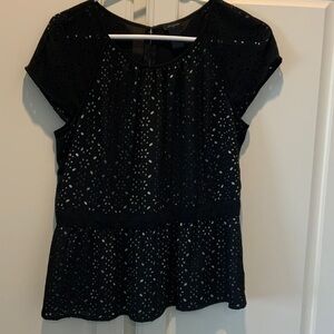 Ann Taylor Black Eyelet Blouse